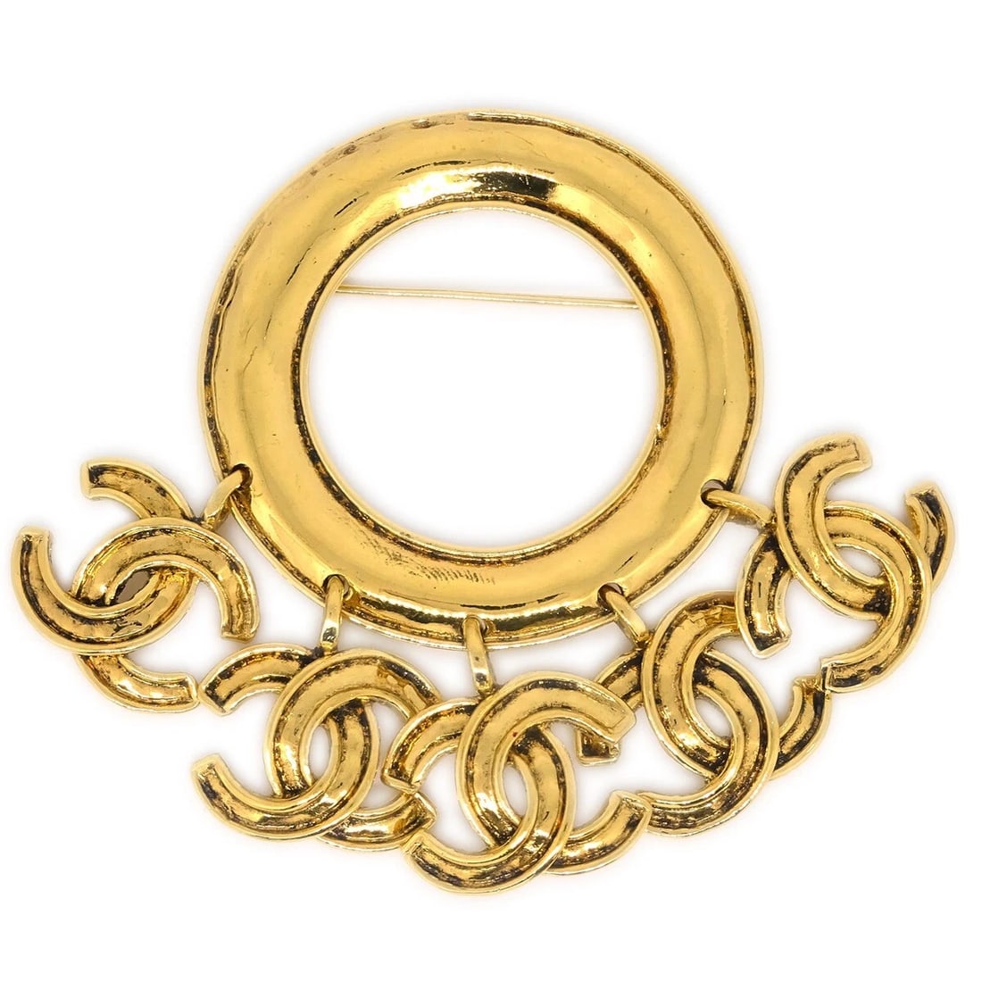 CHANEL HOOP BROOCH PIN GOLD: Chanel Hoop Brooch Pin Gold Brand: Chanel Type/Style: Brooch Material: Gold-plated, Color: Gold Size: W 4.8 x H 6.7 cm Accessories: None Accessories Notice: When purchasing pre-owned goods