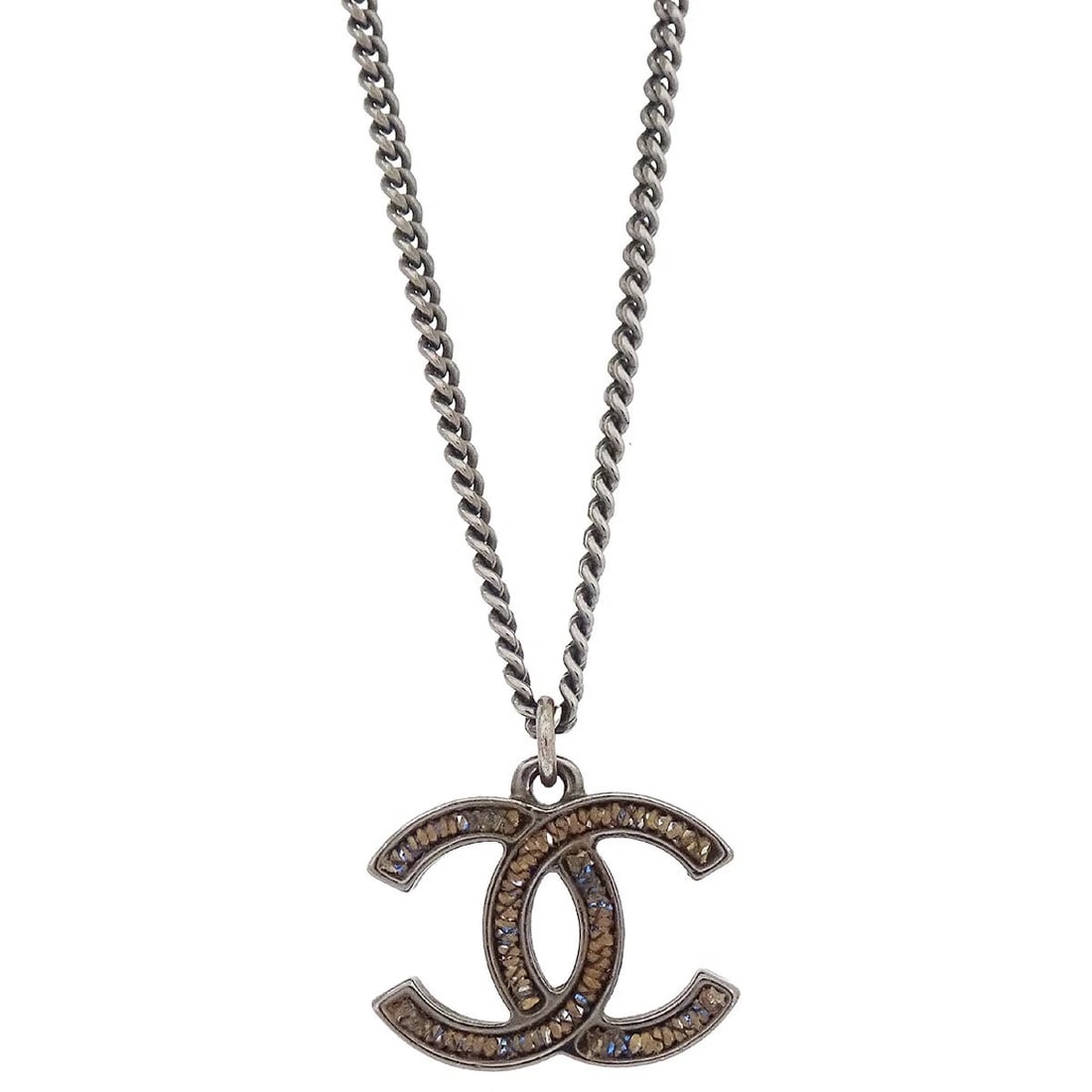 CHANEL CHAIN NECKLACE SILVER: Chanel Chain Necklace Silver Brand: CHANEL Type/Style: Pendant Material: Silver Plated, Color: Pink Size: Chain(Overall) : 61.0 cm Charm : W 1.8 x H 1.3 cm Accessories: None Accessories No