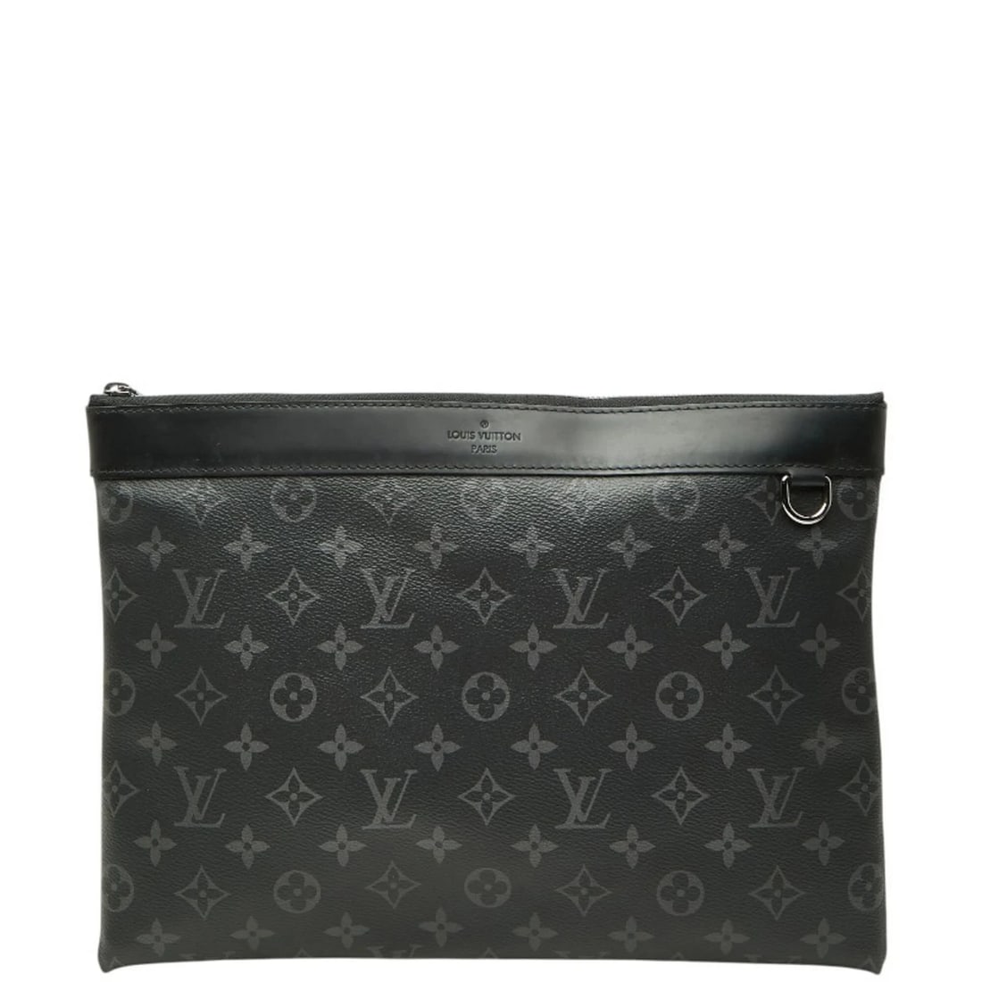 LOUIS VUITTON MONOGRAM ECLIPSE POCHETTE DISCOVERY CLUTCH BAG: Louis Vuitton Monogram Eclipse Pochette Discovery Clutch Bag Brand: Louis Vuitton Type/Style: Clutch bag, Pochette Material: PVC , Leather Color: Black Size: (HxWxD) 24cm x 32.5cm x 1cm / 9.44'' x