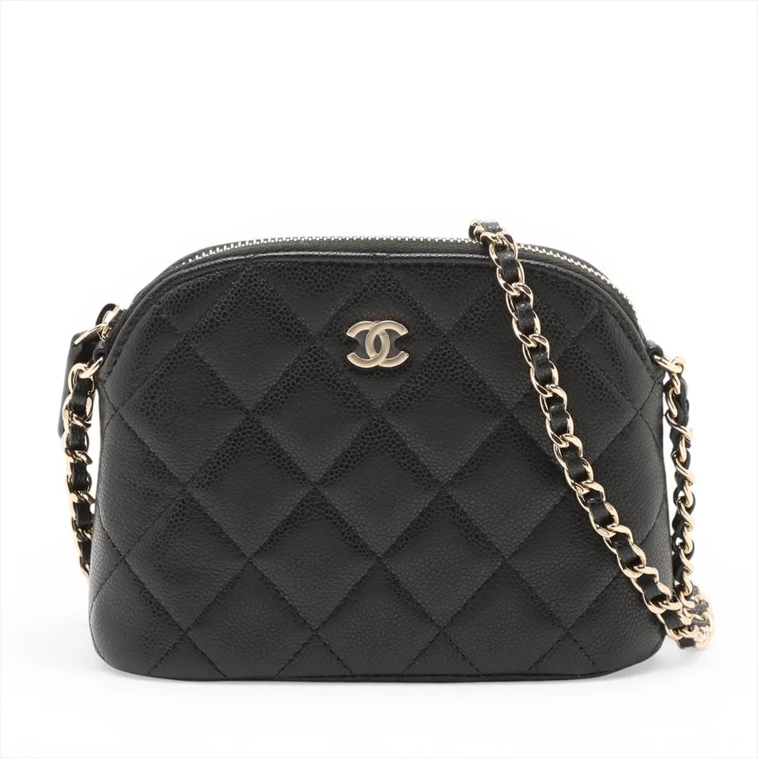 CHANEL MATELASSE GRAINED CALFSKIN CHAIN SHOULDER BAG: Chanel Matelasse Grained Calfskin Chain Shoulder Bag Brand: Chanel Type/Style: Shoulder Bag Material: Caviar Skin Color: Black Size: Height:4.7inchLength:6.1inchDepth:2.0inch Accessories: None