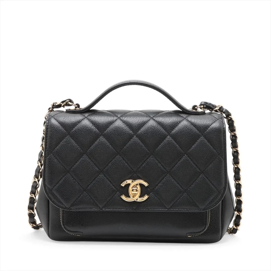 CHANEL BUSINESS AFFINITY CAVIAR SKIN 2 WAY HANDBAG: Chanel Business Affinity Caviar Skin 2 Way Handbag Brand: Chanel Type/Style: Shoulder Bag Material: Caviar Skin Color: Black Size: Height:6.3inchLength:8.5inchDepth:2.8inch Accessories: None <