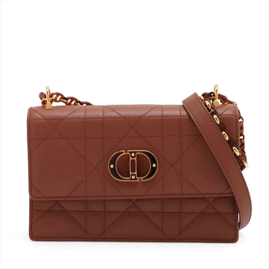 CHRISTIAN DIOR CANNAGE LEATHER CHAIN SHOULDER BAG: Christian Dior Cannage Leather Chain Shoulder Bag Brand: Christian Dior Type/Style: Shoulder Bag Material: Leather Color: Brown Size: Height:4.7inchLength:7.5inchDepth:2.4inch Accessories: None