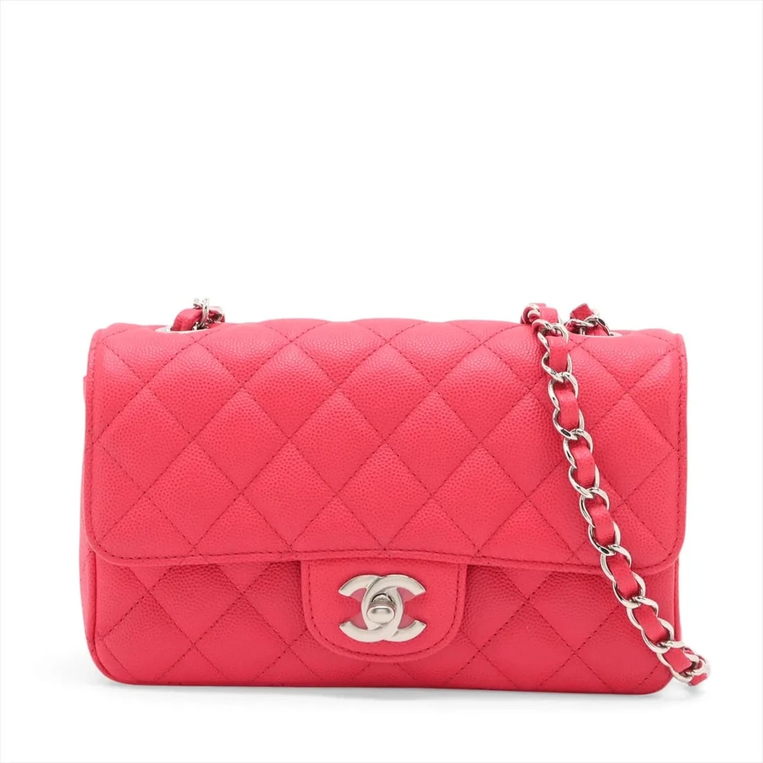 CHANEL MINI MATELASSE 20 CAVIAR SKIN SINGLE CHAIN BAG: Chanel Mini Matelasse 20 Caviar Skin Single Chain Bag Brand: Chanel Type/Style: Shoulder Bag Material: Caviar Skin Color: Red Size: Height:4.9inchLength:7.7inchDepth:2.4inch Accessories: None