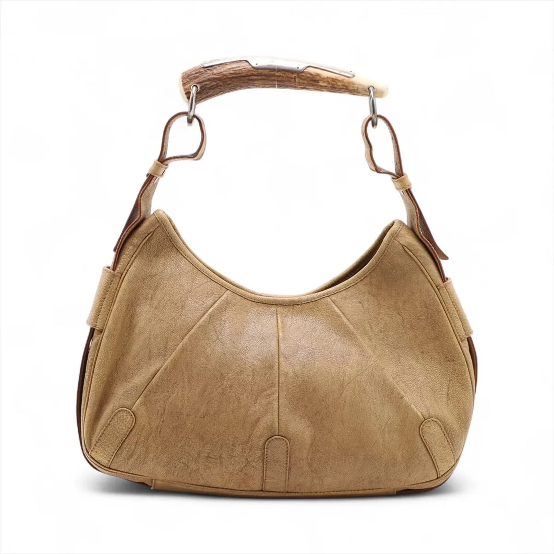 YVES SAINT-LAURENT MOMBASA LEATHER SHOULDER BAG: Yves Saint-Laurent Mombasa Leather Shoulder bag Brand: Yves Saint-Laurent Type/Style: Shoulder Bag Material: Leather Color: Beige Size: Height:10.0inchLength:13.8inchDepth:3.1inch Accessories: Non