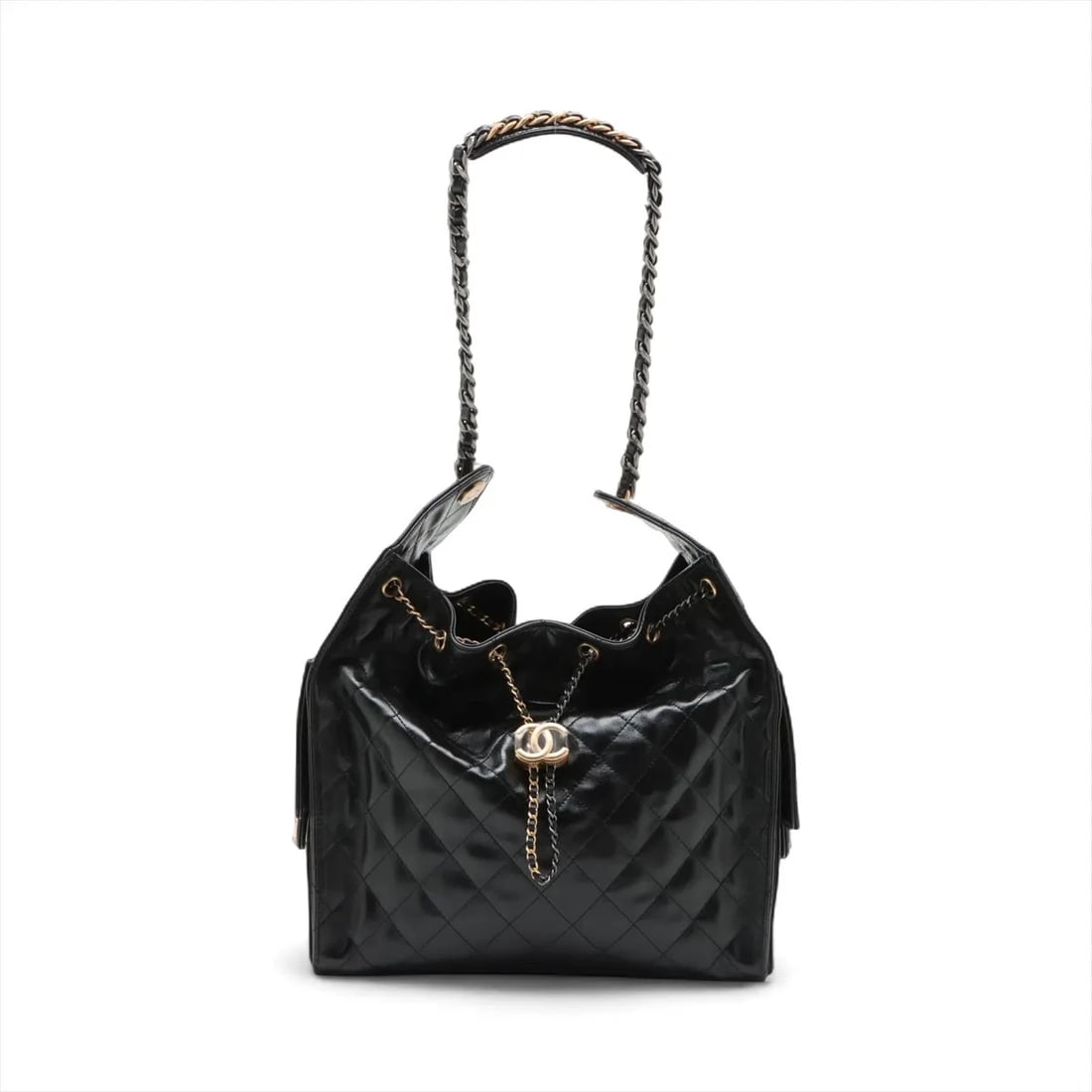 CHANEL 25 MEDIUM LEATHER CHAIN SHOULDER BAG: Chanel 25 Medium Leather Chain Shoulder Bag Brand: Chanel Type/Style: Shoulder Bag Material: Leather Color: Black Size: Height:11.6inchLength:11.6inchDepth:5.7inch Accessories: None Access