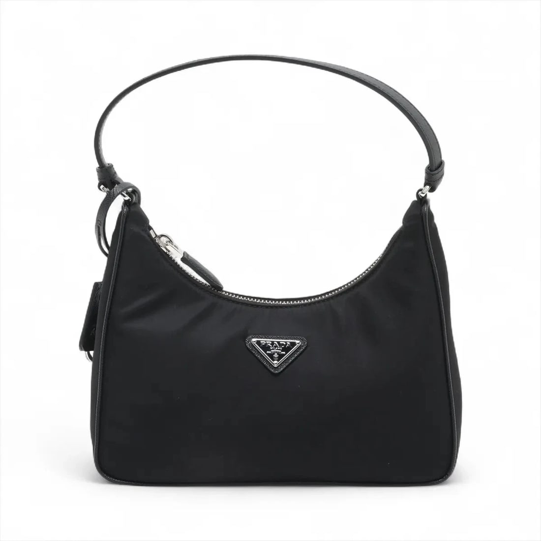 PRADA TESSUTO SAFFIANO NYLON & LEATHER HAND BAG: Prada Tessuto Saffiano Nylon & Leather Hand bag Brand: Prada Type/Style: Top Handle Bag Material: Nylon & Leather Color: Black Size: Height:6.7inchLength:8.7inchDepth:2.4inch Accessories: None