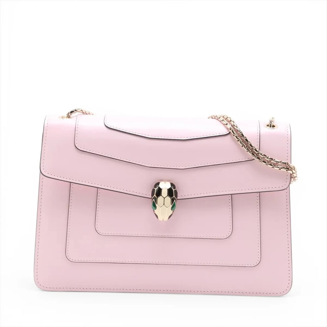 BVLGARI SERPENTI FOREVER LEATHER CHAIN SHOULDER BAG: Bvlgari Serpenti Forever Leather Chain Shoulder Bag Brand: Bvlgari Type/Style: Shoulder Bag Material: Leather Color: Pink Size: Height:7.3inchLength:10.6inchDepth:2.8inch Accessories: None