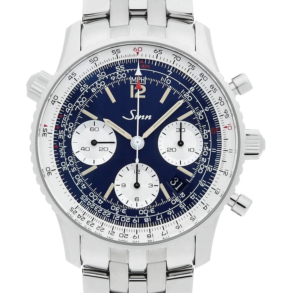 SINN NAVIGATION CHRONOGRAPH STAINLESS STEEL WATCH: Sinn Navigation Chronograph Stainless Steel Watch Brand: Sinn Type/Style: Wrist watch Material: Band Material Stainless Steel, Case Material Stainless Steel Color: Dial Color Blue Size: Case:W41mm Cir