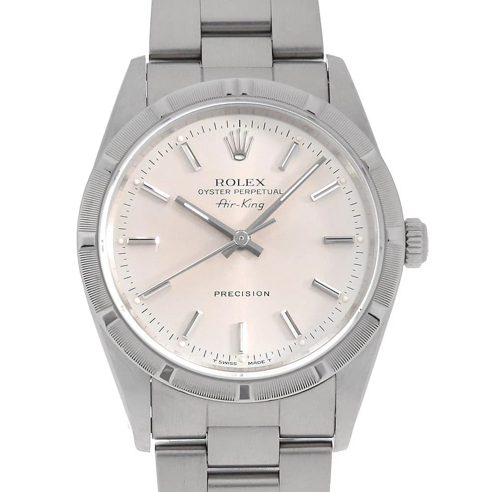 ROLEX AIR KING SILVER STAINLESS STEEL WATCH: ROLEX Air king Silver Stainless Steel Watch Brand: ROLEX Type/Style: Wrist watch Material: Band Material Stainless Steel, Case Material Stainless Steel Color: Dial Color Silver Size: Case:W34mm Circum
