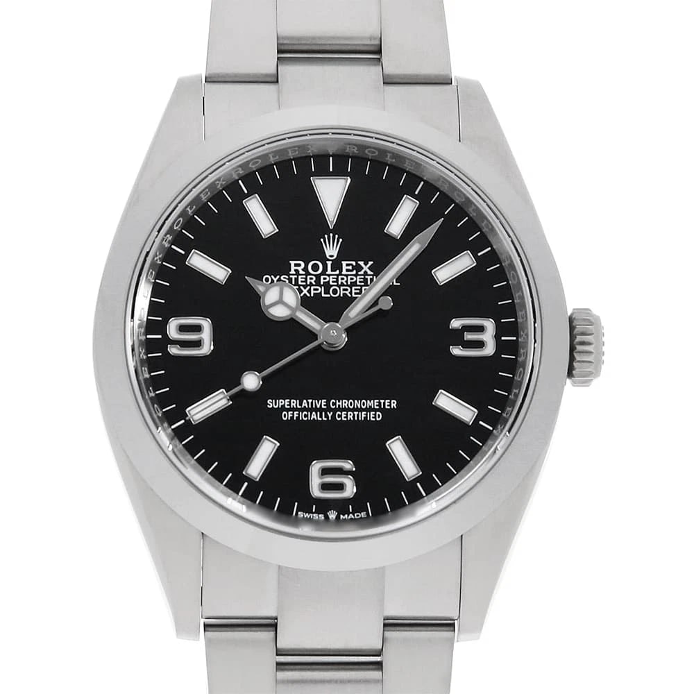ROLEX EXPLORER BLACK STAINLESS STEEL WATCH: ROLEX Explorer black Stainless Steel Watch Brand: ROLEX Type/Style: Wrist watch Material: Band Material Stainless Steel, Case Material Stainless Steel Color: Dial Color Black Size: Case:W36mm Circumfe