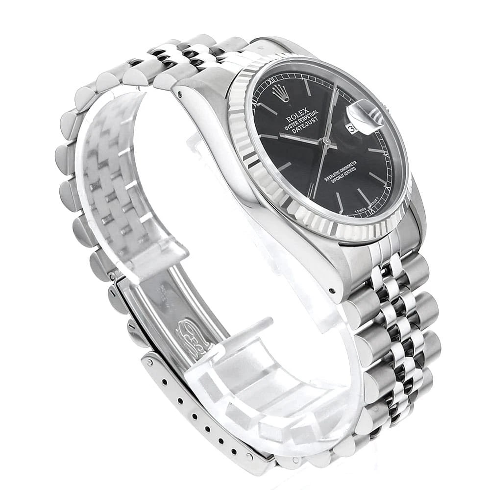 ROLEX DATEJUST BLACK WATCH - 3