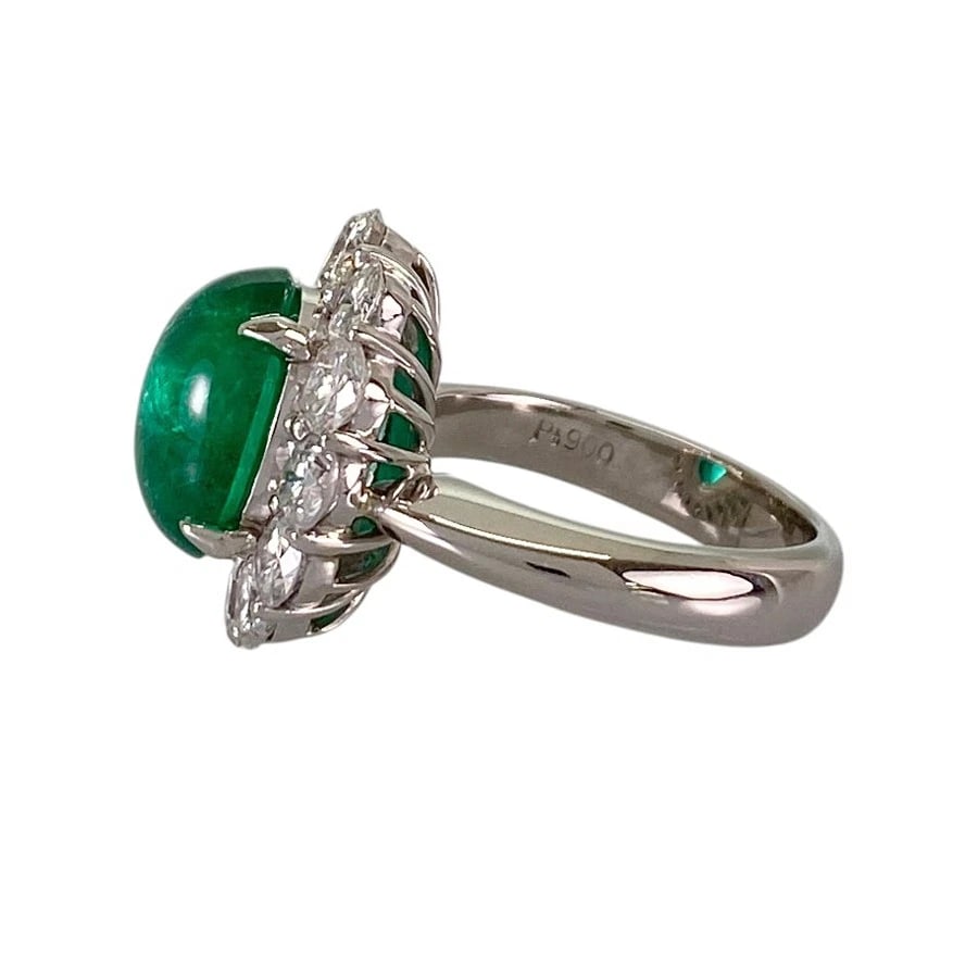 RING PLATINUM EMERALD DIAMOND - 2
