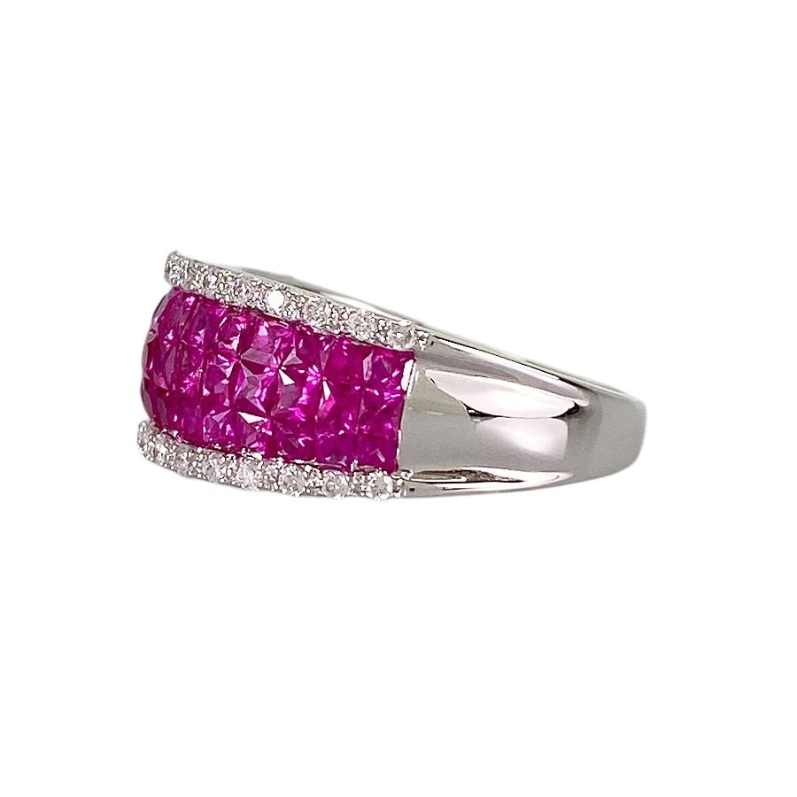 RING WHITE GOLD RUBY DIAMOND - 2