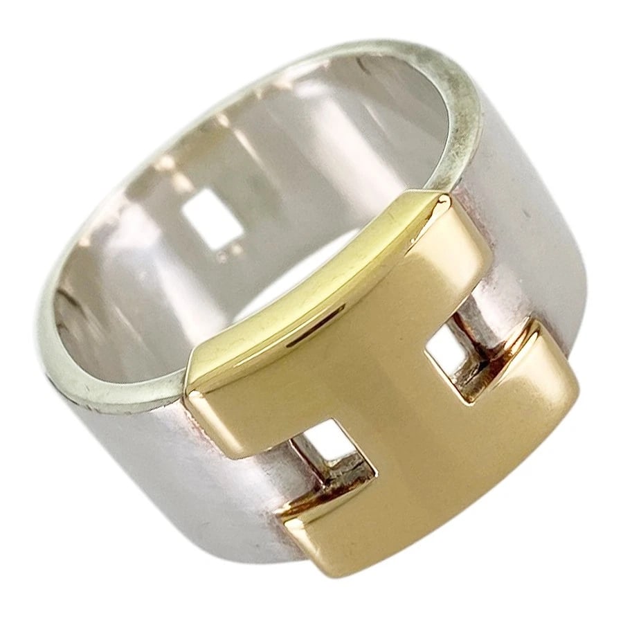 HERMES HERAKLES SILVER RING: HERMES Herakles Silver Ring Brand: HERMES Type/Style: Ring Material: Silver 925 18K Yellow Gold, Color: Silver Size: US:8.5 Accessories: None Accessories Notice: When purchasing pre-owned goods,