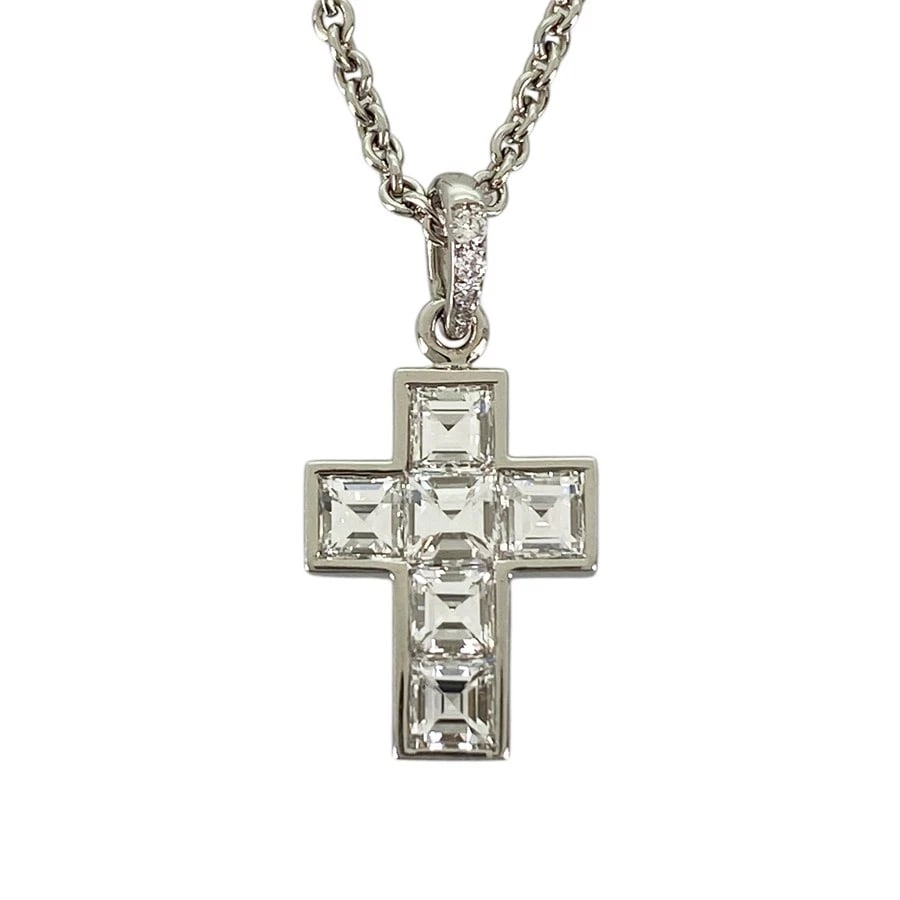 CARTIER PLATINUM DIAMOND NECKLACE: Cartier Platinum Diamond Necklace Brand: Cartier Type/Style: Necklace Material: Pt950, Main Stone Natural Color: Silver Size: Top size:14.8mmx11.1mm Necklace full length:46cm Accessories: None