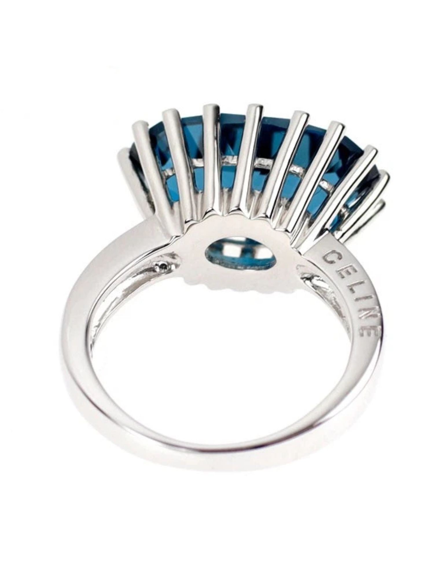 CELINE PT900 BLUE TOPAZ RUBY RING - 2