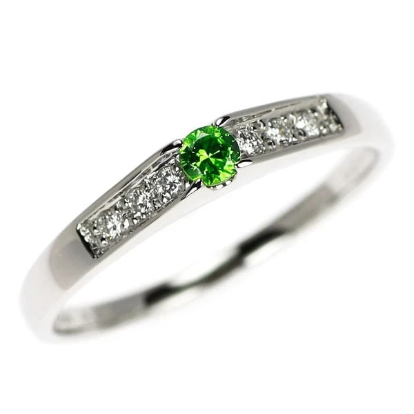 PT950 DEMANTOID GARNET DIAMOND RING: Pt950 Demantoid Garnet Diamond Ring Brand: None Type/Style: Ring Material: PT900, Main Stone Garnet/Natural Color: Pt Size: 5.5 - 5.75 US Accessories: None Accessories Notice: When purchas