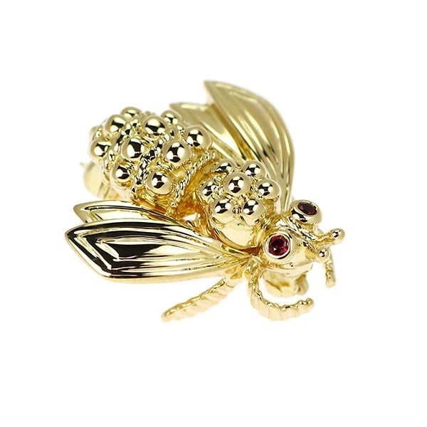 TIFFANY K18YG RUBY BROOCH - 2