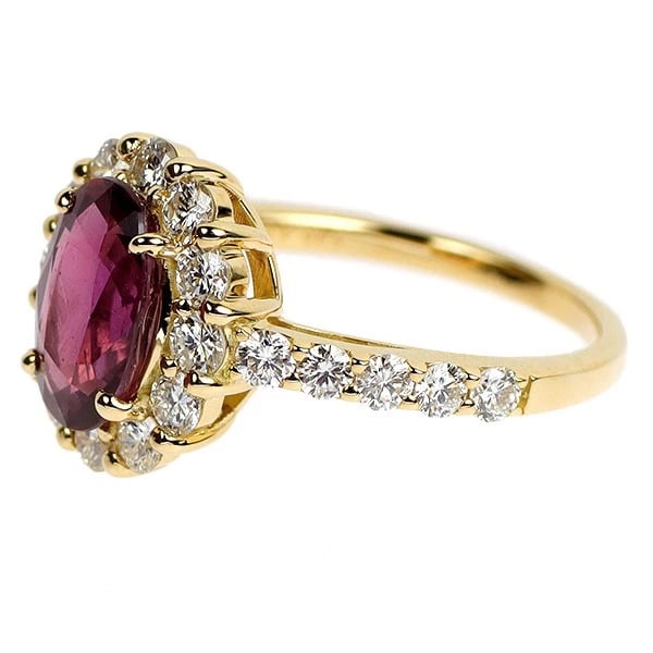 K18YG UNHEATED RUBY DIAMOND RING - 2