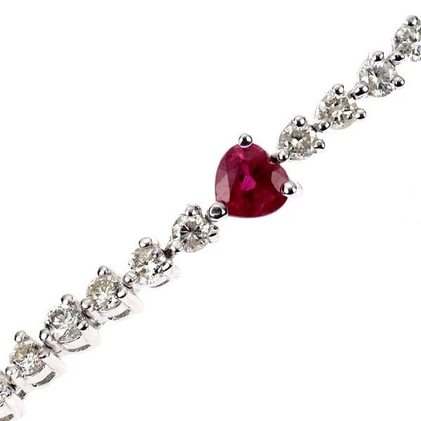 K18WG HEART SHAPE RUBY DIAMOND BRACELET - 2