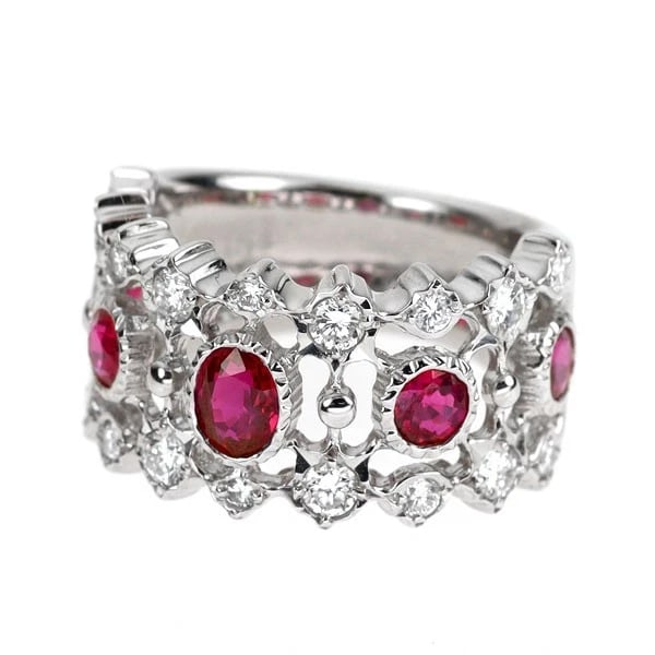 PT900 RUBY DIAMOND RING - 2