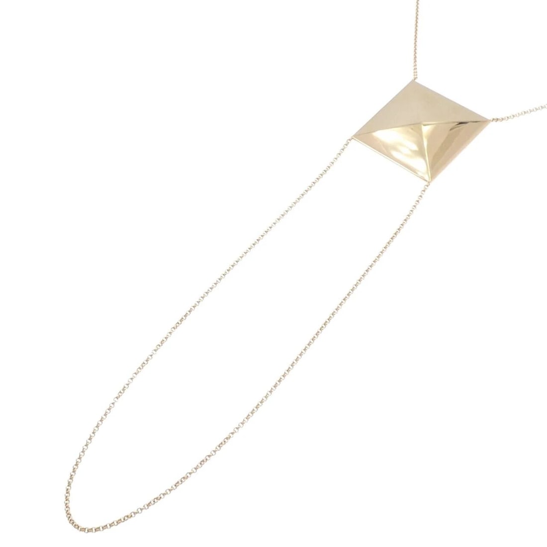 HERMES 750PG NECKLACE: Hermes 750PG Necklace Brand: HERMES Type/Style: Hermes Necklace Material: 750 Pink Gold, Color: Pink Gold Size: lenght 59cm Actual Size Motif dimensions (approx.): 39.5cm x 39.5cm Chain maximum