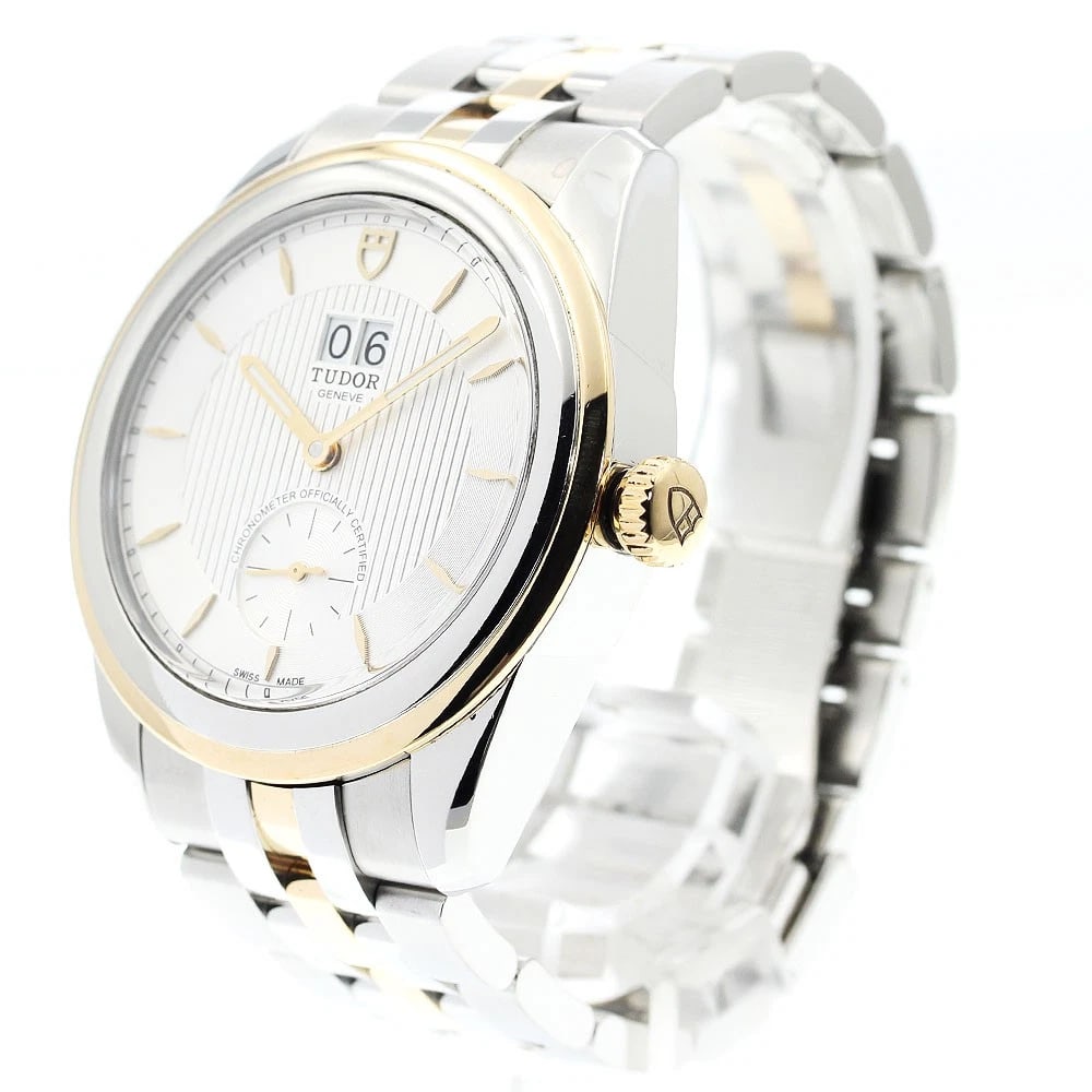 TUDOR GLAMOR DATE SILVER AUTOMATIC WATCH - 2