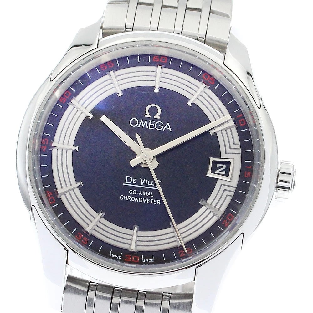 OMEGA DE VILLE DATE AUTOMATIC WATCH: OMEGA De Ville Date Automatic Watch Brand: OMEGA Type/Style: Wristwatch Material: Band Material Stainless Steel, Case Material Stainless Steel Color: Dial Color Black / Silver Band Color Silver Case