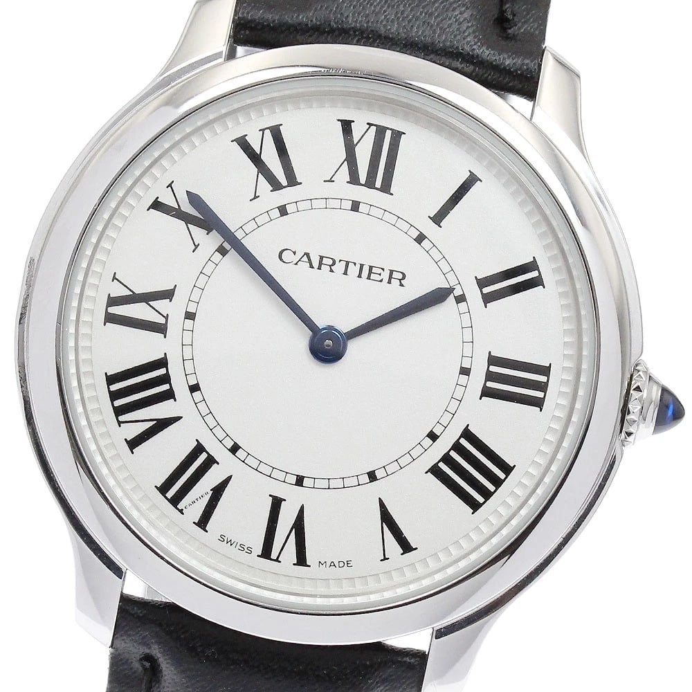 CARTIER RONDEMAST SILVER QUARTZ WATCH: CARTIER Rondemast Silver Quartz Watch Brand: CARTIER Type/Style: Wristwatch Material: Band Material leather, Case Material Stainless Steel Color: Dial Color Silver Band Color black Case Color Silver
