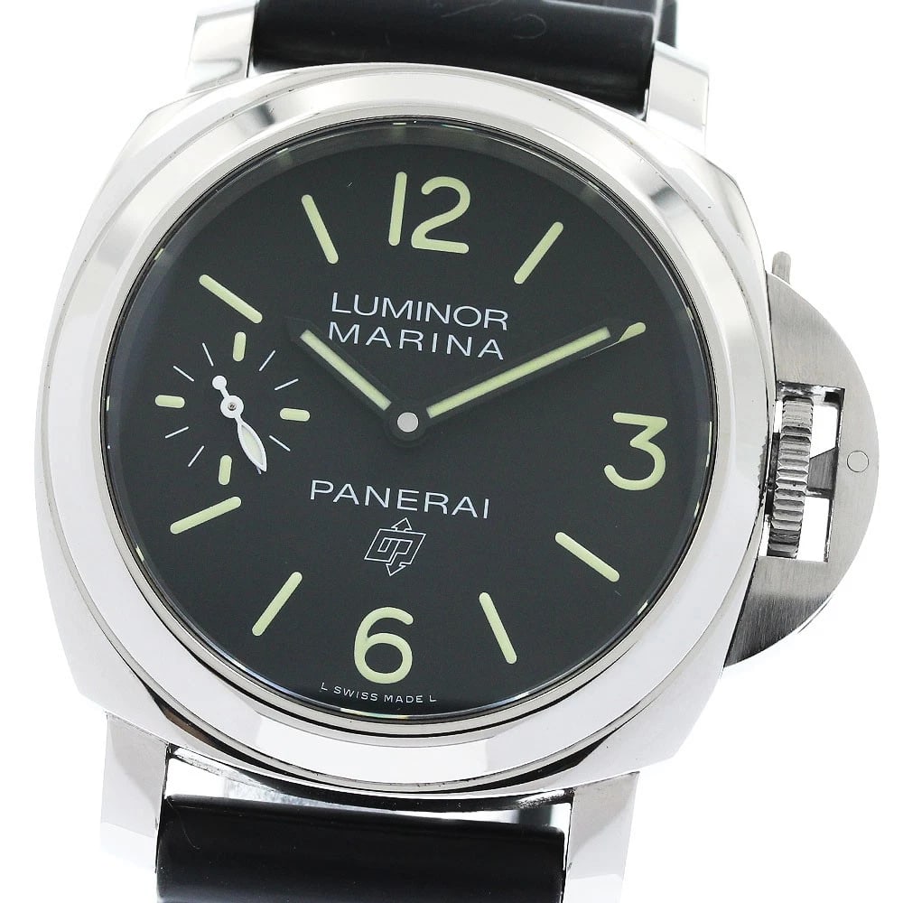 PANERAI LUMINOR MARINA BLACK WATCH: PANERAI Luminor marina black Watch Brand: PANERAI Type/Style: Wristwatch Material: Band Material rubber, Case Material Stainless Steel Color: Case Color Silver Band Color black Dial Color black Size: 