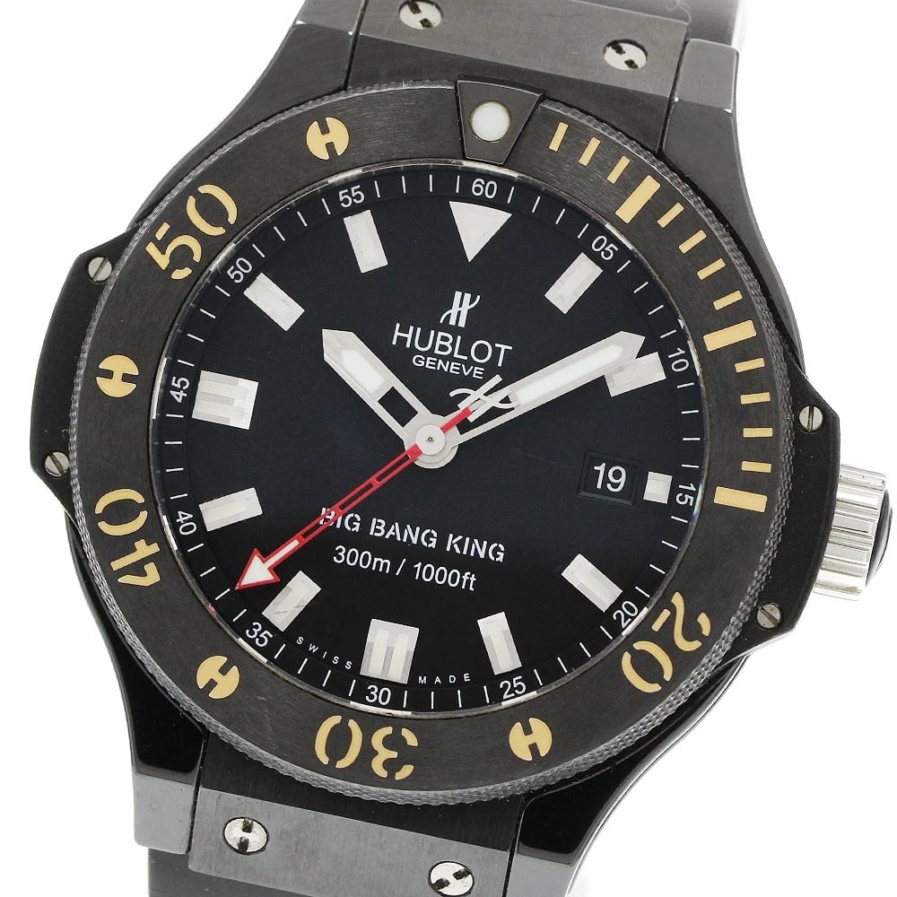 HUBLOT BIG BANG BLACK DATE AUTOMATIC WATCH: HUBLOT Big Bang Black Date Automatic Watch Brand: HUBLOT Type/Style: Wristwatch Material: Band Material rubber, Case Material Ceramic / titanium Color: Case Color black Band Color black Dial Color