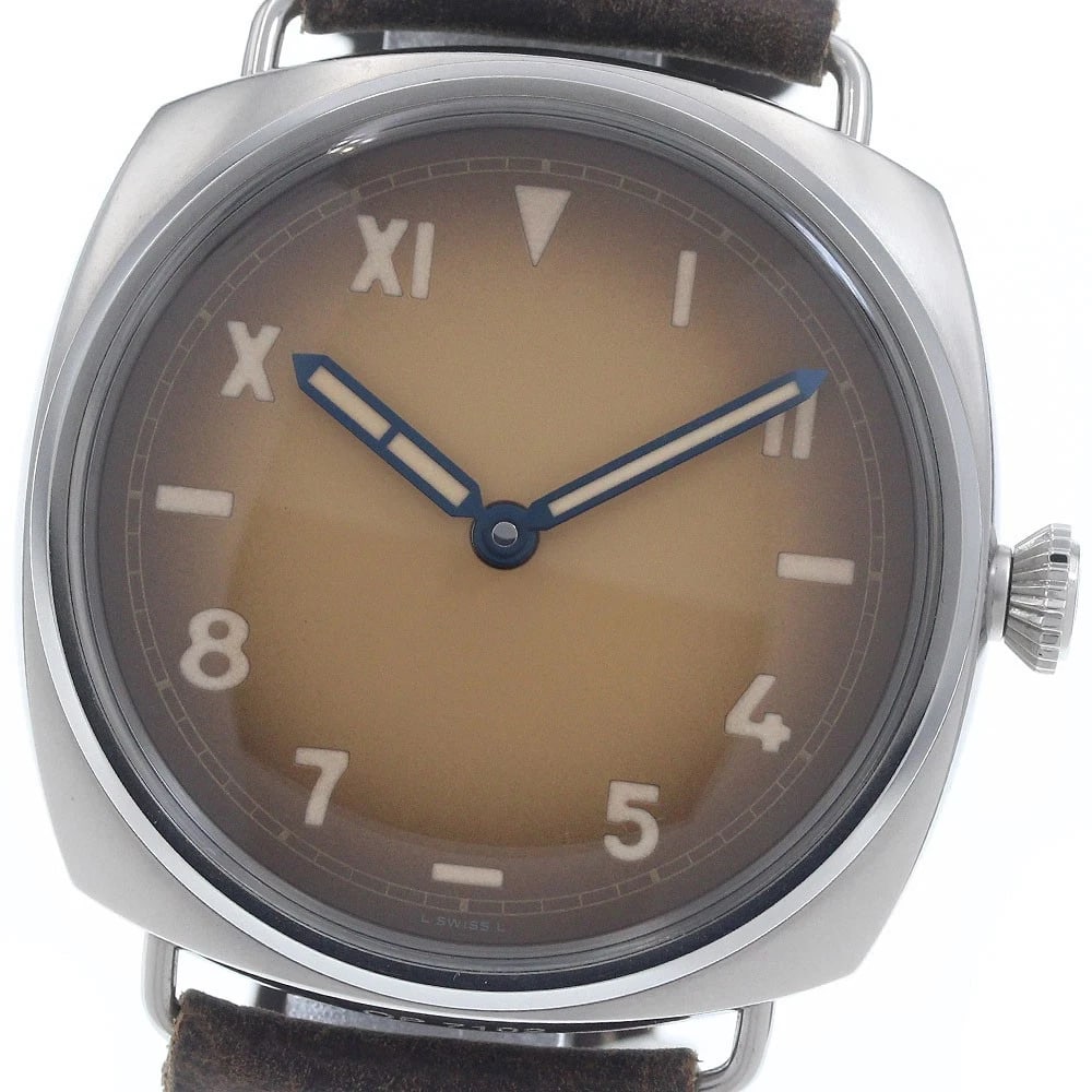 PANERAI RADIOMIR BROWN WATCH: PANERAI Radiomir Brown Watch Brand: PANERAI Type/Style: Wristwatch Material: Band Material leather, Case Material Stainless Steel Color: Case Color Silver Band Color Brown Dial Color Brown gradation S