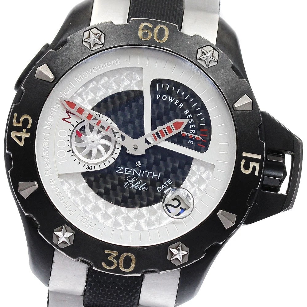 ZENITH DEFY EXTREME POWER RESERVE AUTOMATIC WATCH: ZENITH Defy Extreme Power reserve Automatic Watch Brand: ZENITH Type/Style: Wristwatch Material: Band Material Titanium / rubber, Case Material titanium Color: Case Color black Band Color Silver /