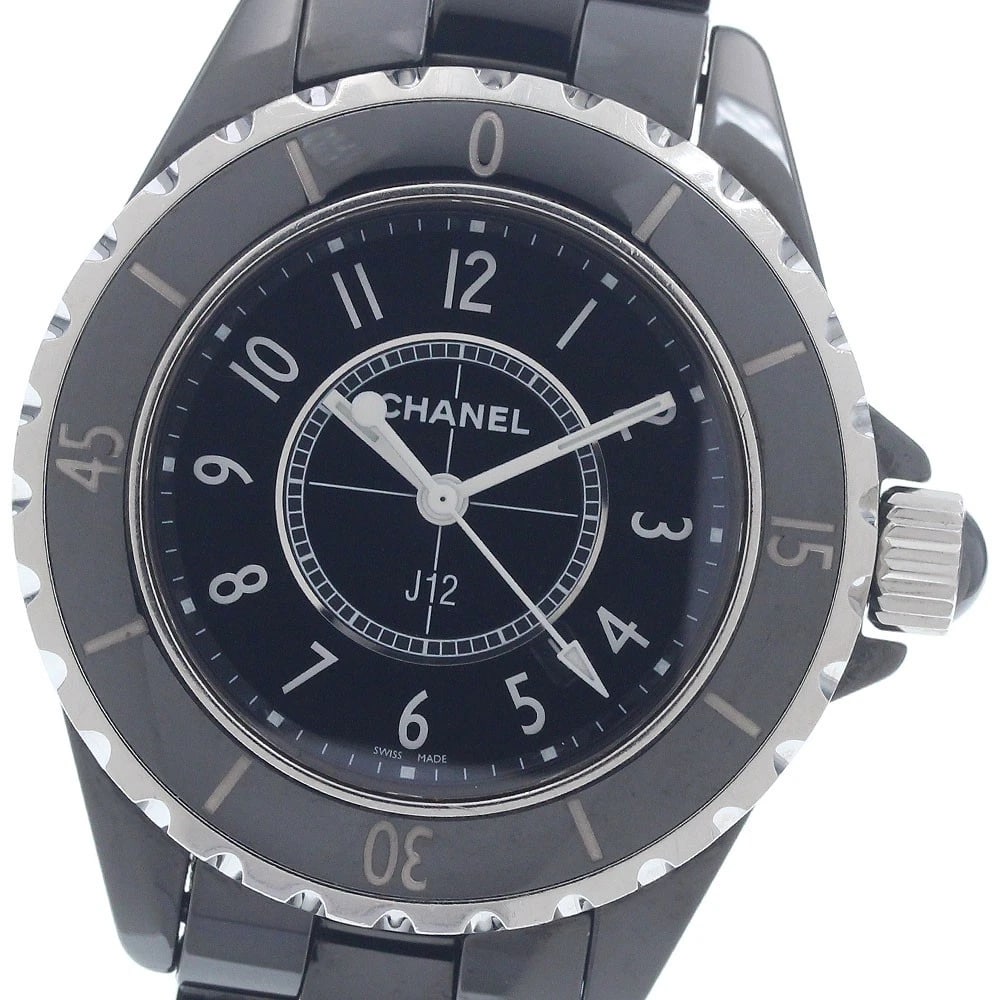 CHANEL J12 BLACK CERAMIC DATE QUARTZ WATCH: CHANEL J12 Black Ceramic Date Quartz Watch Brand: CHANEL Type/Style: Wristwatch Material: Band Material Ceramic / Stainless Steel, Case Material Ceramic / Stainless Steel Color: Case Color Black / Sil