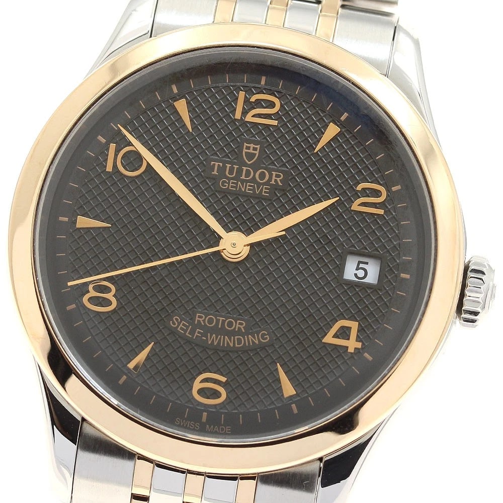 TUDOR DATE BLACK AUTOMATIC WATCH: TUDOR Date black Automatic Watch Brand: TUDOR Type/Style: Wristwatch Material: Band Material Stainless Steel/PG, Case Material Stainless Steel/PG Color: Case Color Silver / Gold Band Color Silver / Go
