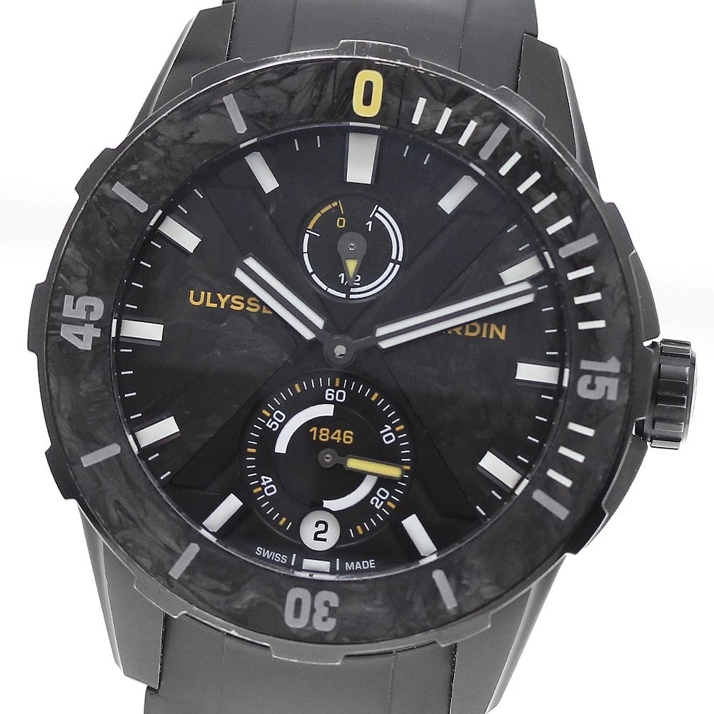 ULYSSE NARDIN POWER RESERVE WATCH: Ulysse Nardin Power reserve Watch Brand: Ulysse Nardin Type/Style: Wristwatch Material: Band Material rubber, Case Material titanium Color: Case Color black Band Color black Dial Color Black carbon