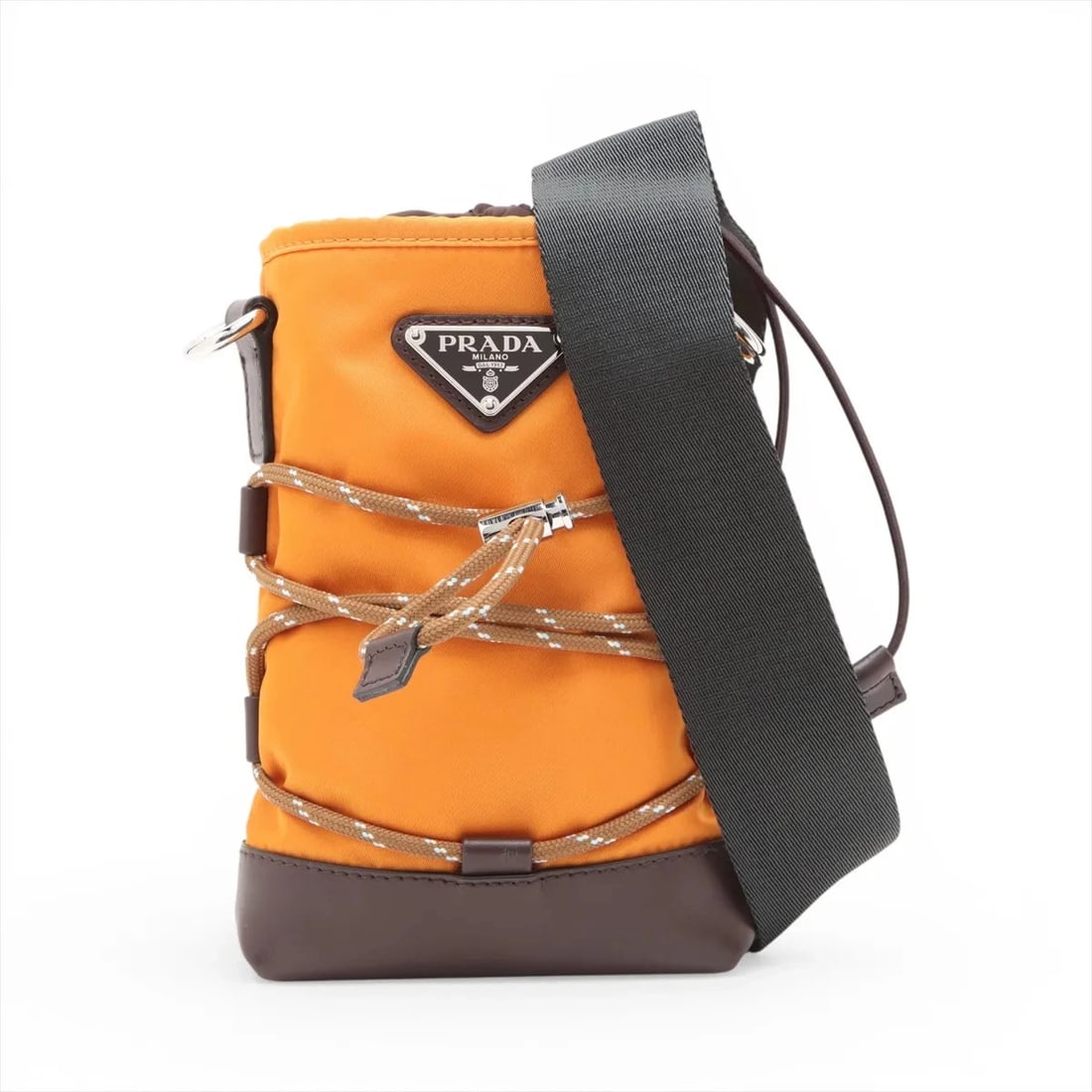 PRADA PHONE POUCH NYLON & LEATHER SHOULDER BAG: Prada Phone Pouch Nylon & Leather Shoulder bag Brand: Prada Type/Style: Shoulder Bag Material: Nylon & Leather Color: Yellow Size: Height:6.9inchLength:4.5inchDepth:1.2inch Accessories: None <