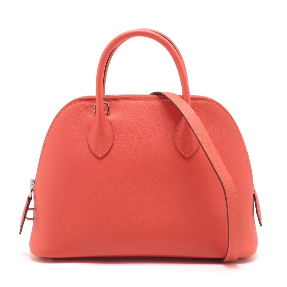 HERMES BOLIDE EVERCOLOR ORANGEFIELD SILVER METAL: Hermes Bolide Evercolor Orangefield Silver Metal Brand: Hermes Type/Style: Top Handle Bag Material: Evercolor Color: Orangefield Size: Height:7.3inchLength:10.2inchDepth:3.5inch Accessories: None