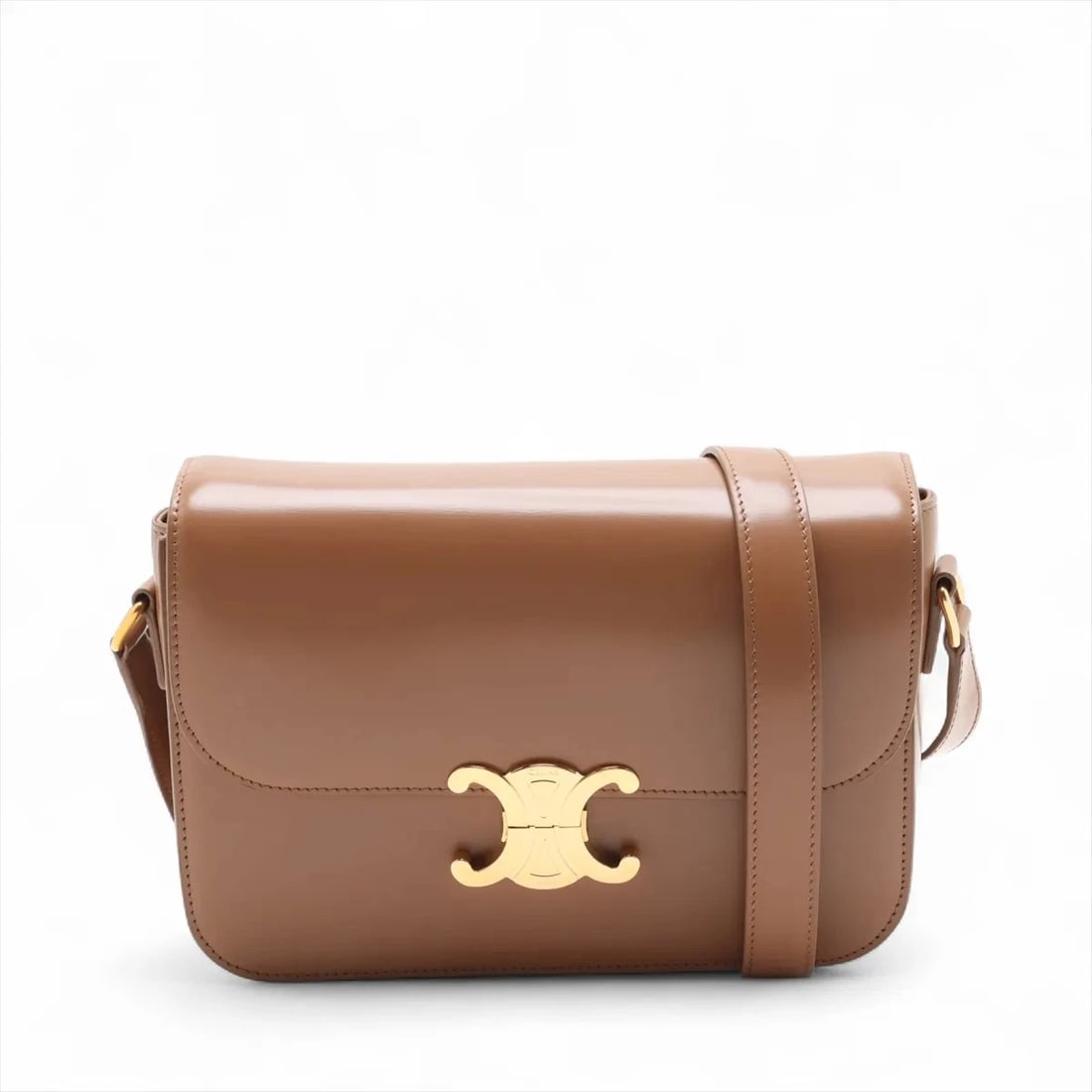 CELINE TRIOMPHE CLASSIC LEATHER SHOULDER BAG: Celine Triomphe Classic Leather Shoulder bag Brand: Celine Type/Style: Shoulder Bag Material: Leather Color: Beige Size: Height:6.3inchLength:8.9inchDepth:2.6inch Accessories: None Accesso