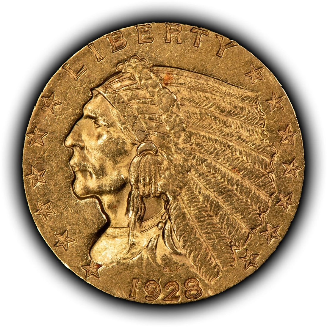 1928 G$2.50 INDIAN HEAD GOLD QUARTER EAGLE: 1928 G$2.50 Indian Head Gold Quarter Eagle Brand/Mint: U.S. Mint Year: 1928 Fineness: 0.9 Country of Origin: United States Accessories: None Accessories Notice: When purchasing pre-owned goods, ple