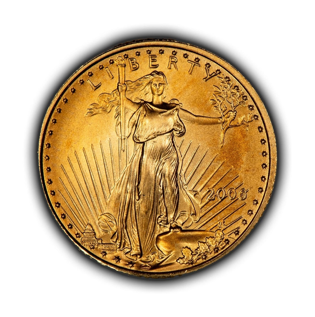 2006 G$5 1/10 OZ GOLD AMERICAN EAGLE - TENTH OUNCE: 2006 G$5 1/10 oz Gold American Eagle - Tenth Ounce Brand/Mint: U.S. Mint Year: 2006 Fineness: 0.9167 Country of Origin: United States Accessories: None Accessories Notice: When purchasing pre-owned