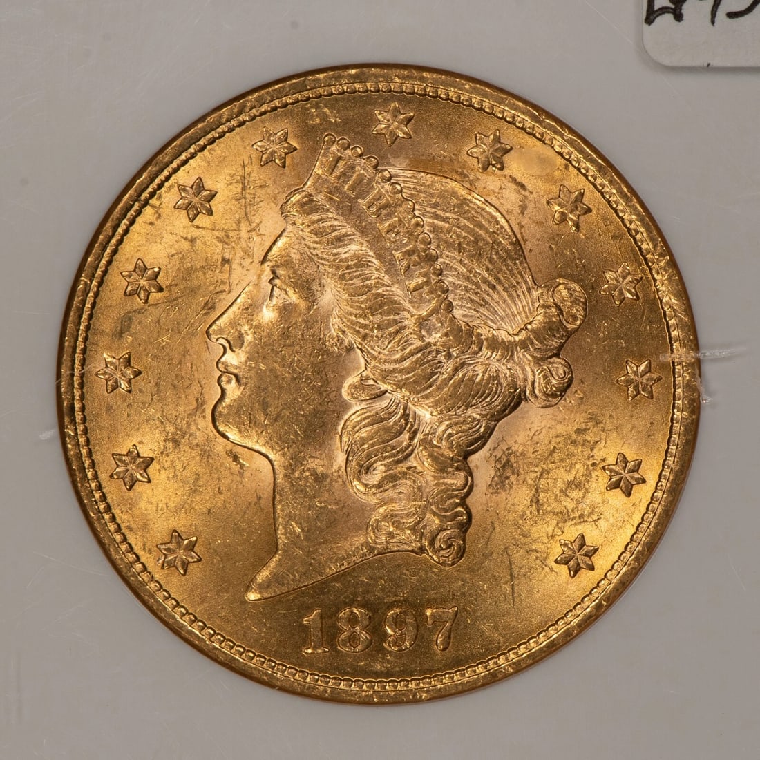 1897 G$20 LIBERTY GOLD DOUBLE EAGLE: 1897 G$20 Liberty Gold Double Eagle Brand/Mint: U.S. Mint Year: 1897 Fineness: 0.9 Country of Origin: United States Accessories: None Accessories Notice: When purchasing pre-owned goods, please ref