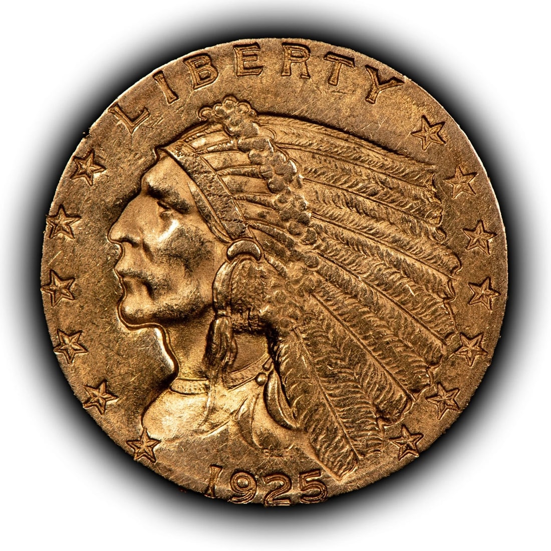 1925-D G$2.50 INDIAN HEAD GOLD QUARTER EAGLE: 1925-D G$2.50 Indian Head Gold Quarter Eagle Brand/Mint: U.S. Mint Year: 1925 Fineness: 0.9 Country of Origin: United States Accessories: None Accessories Notice: When purchasing pre-owned goods, p