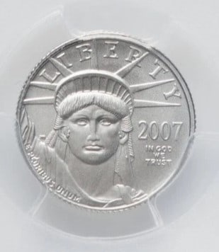 2007-W $10 TENTH-OUNCE PLATINUM EAGLE BURNISHED: 2007-W $10 Tenth-Ounce Platinum Eagle Burnished Year: 2007 Composition: Platinum Denomination: $10 Country of Origin: United States Accessories: None Accessories Notice: When purchasing pre-owned g
