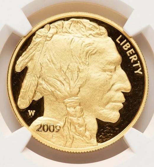 2009-W PROOF GOLD BUFFALO 1 OZ BROWN LABEL: 2009-W Proof Gold Buffalo 1 oz Brown Label Year: 2009 Composition: GOLD Denomination: $50 Country of Origin: United States Accessories: None Accessories Notice: When purchasing pre-owned goods, ple