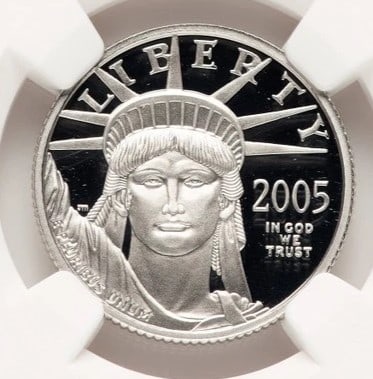2005-W PROOF PLATINUM EAGLE 1/4 OZ BROWN LABEL (1 of 2)