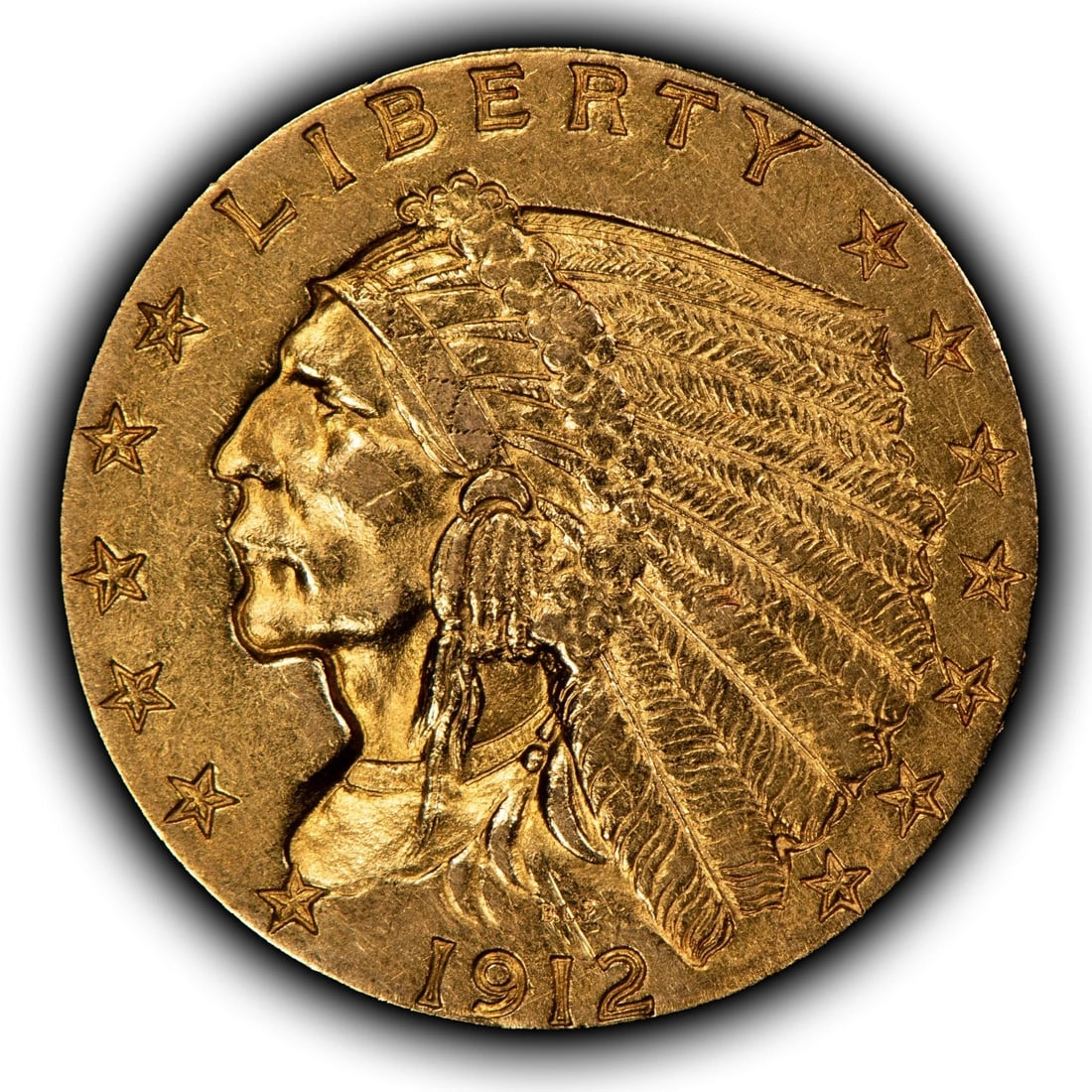 1912 G$2.50 INDIAN HEAD GOLD QUARTER EAGLE: 1912 G$2.50 Indian Head Gold Quarter Eagle Brand/Mint: U.S. Mint Year: 1912 Fineness: 0.9 Country of Origin: United States Accessories: None Accessories Notice: When purchasing pre-owned goods, ple