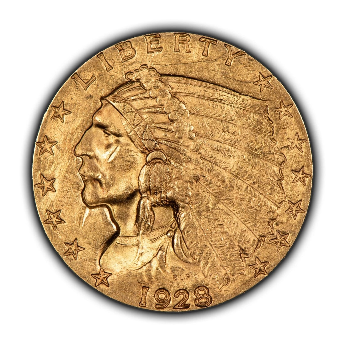1928 G$2.50 INDIAN HEAD GOLD QUARTER EAGLE: 1928 G$2.50 Indian Head Gold Quarter Eagle Brand/Mint: U.S. Mint Year: 1928 Fineness: 0.9 Country of Origin: United States Accessories: None Accessories Notice: When purchasing pre-owned goods, ple