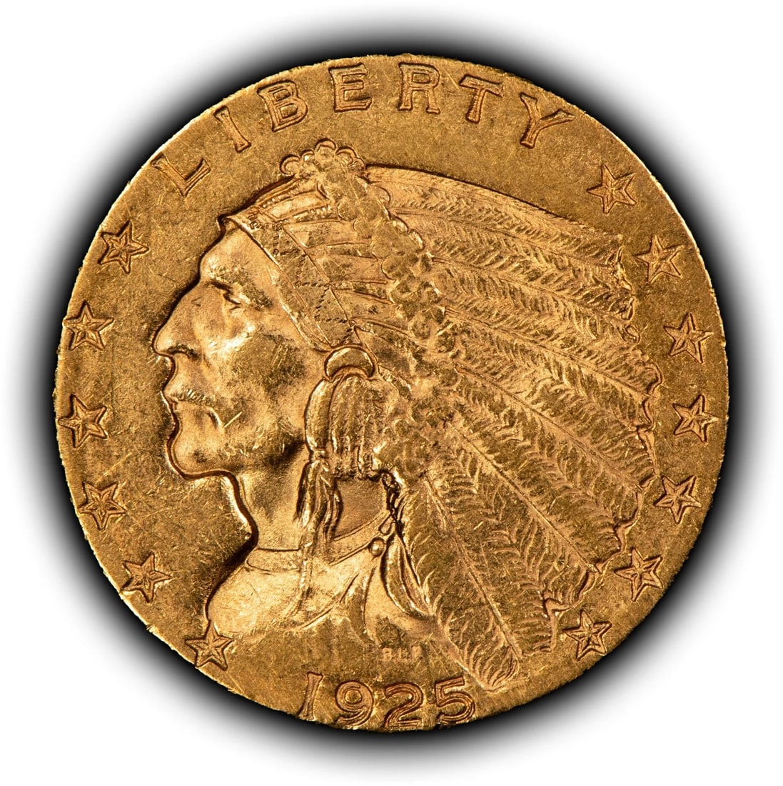 1925-D G$2.50 INDIAN HEAD GOLD QUARTER EAGLE: 1925-D G$2.50 Indian Head Gold Quarter Eagle Brand/Mint: U.S. Mint Year: 1925 Fineness: 0.9 Country of Origin: United States Accessories: None Accessories Notice: When purchasing pre-owned goods, p
