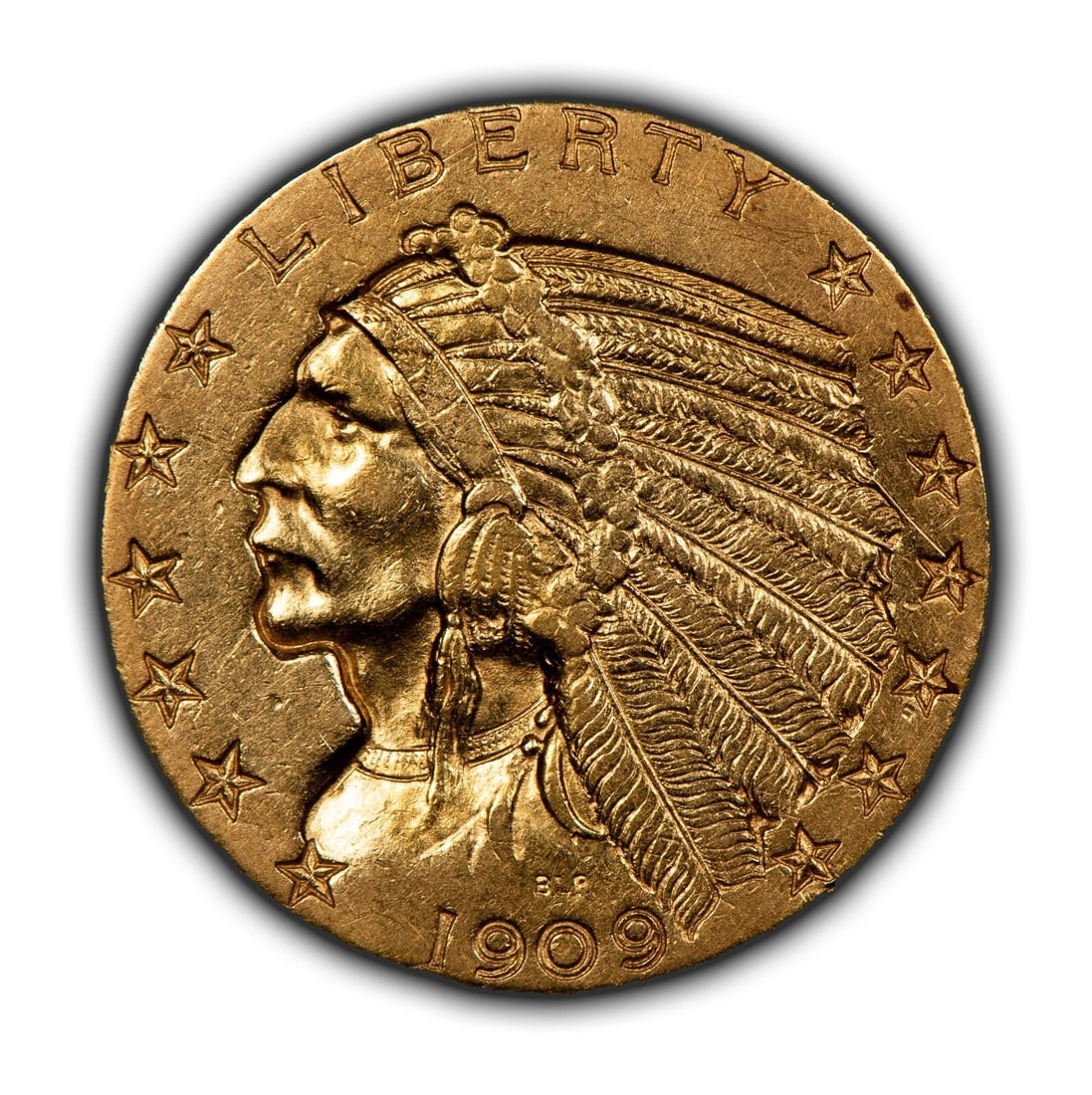 1909-D G$5 INDIAN HEAD GOLD HALF EAGLE: 1909-D G$5 Indian Head Gold Half Eagle Brand/Mint: U.S. Mint Year: 1909 Fineness: 0.9 Country of Origin: United States Accessories: None Accessories Notice: When purchasing pre-owned goods, please